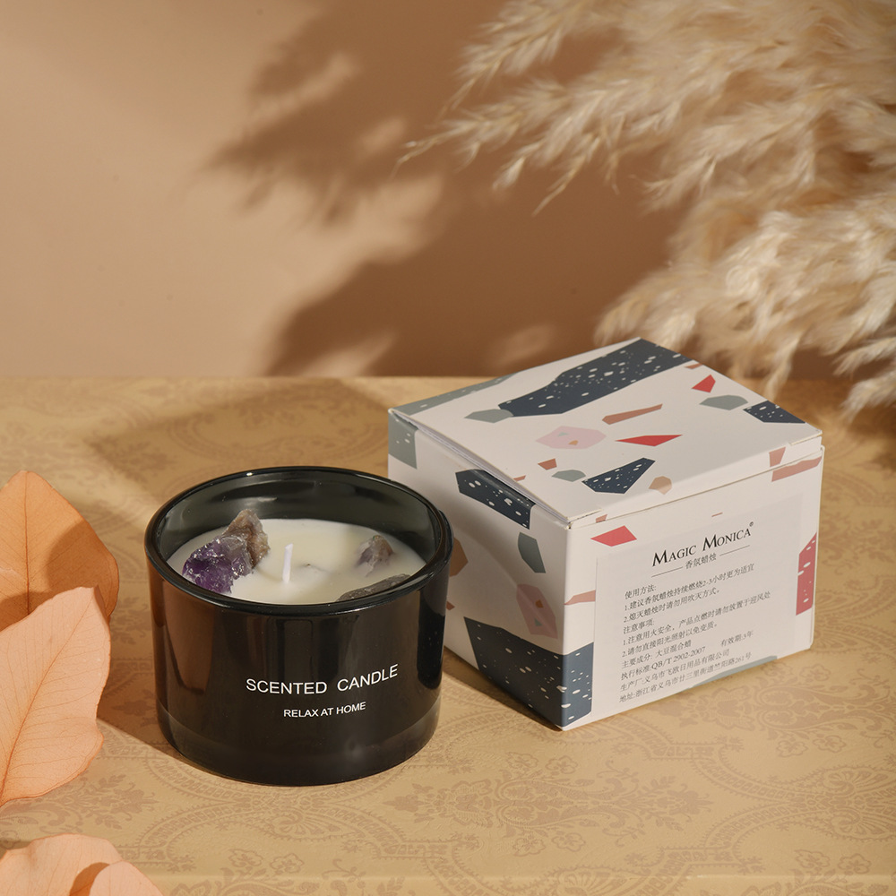 3 PCS (Misty Morning)Macaron Crystal Stone Scented Candle - Aromatherapy Gift