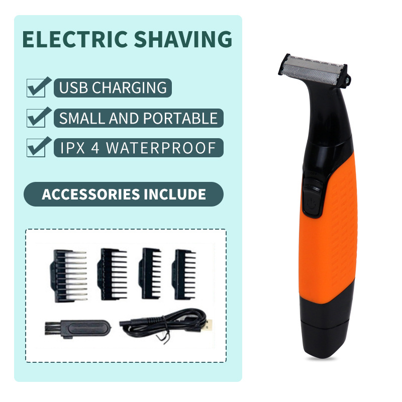 Orange Electric Shaver for Women - USB Rechargeable, Painless Hair Removal