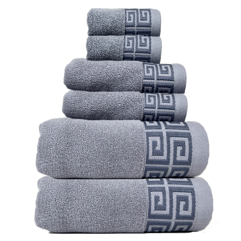 Grey Luxury Cotton Towel Set - 6-Piece Highly Absorbent Bath & Hand Towels