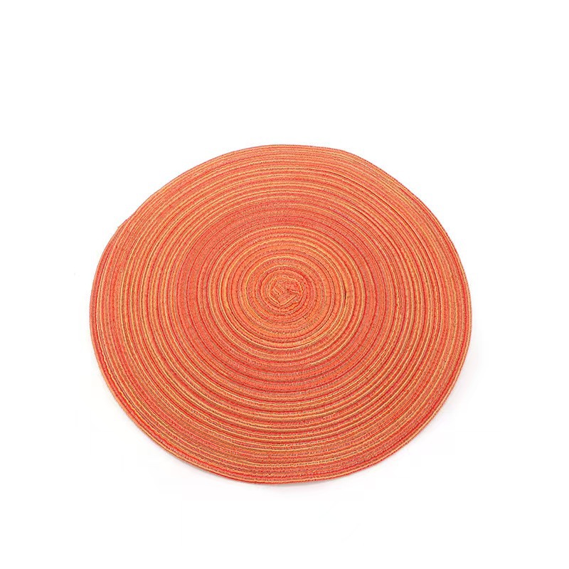 8 Pcs Orange Woven Round Placemat - Non-Slip, Heat-Resistant Dining Table Mat,  30cm