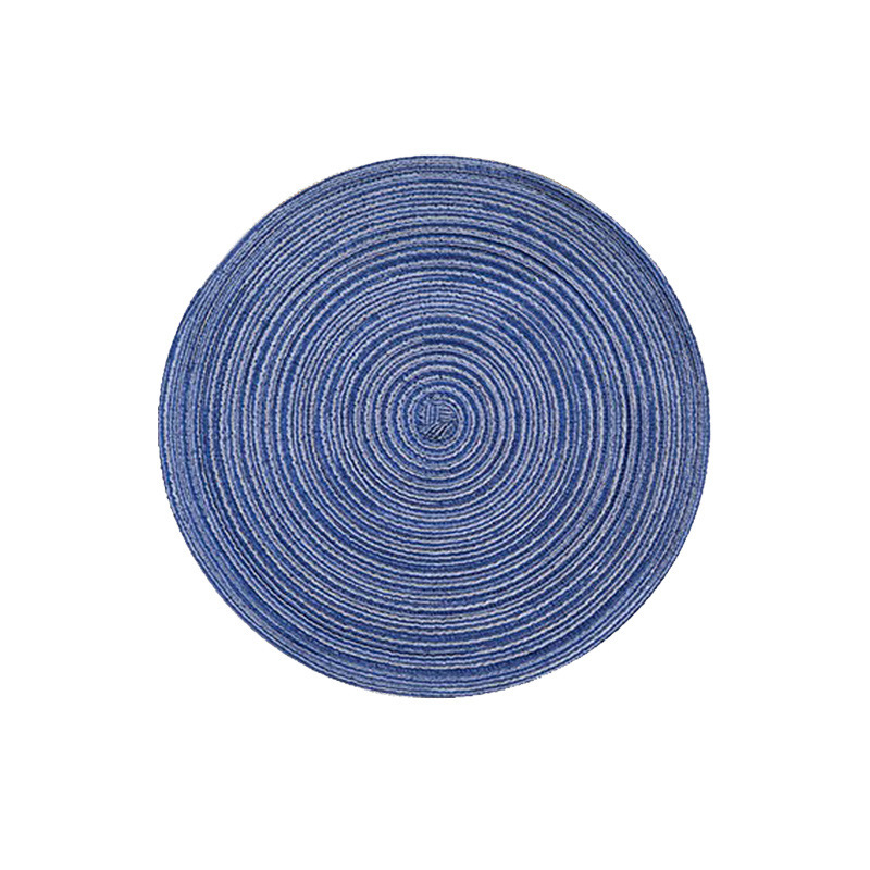 8 Pcs Blue Woven Round Placemat - Non-Slip, Heat-Resistant Dining Table Mat,  36cm