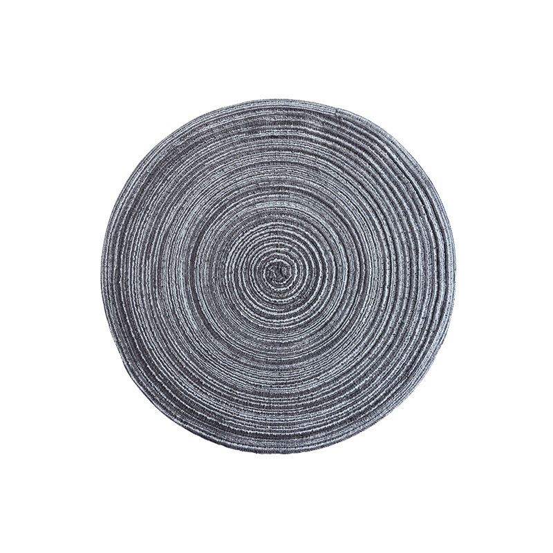 8 Pcs Dark Grey Woven Round Placemat - Non-Slip, Heat-Resistant Dining Table Mat,  36cm