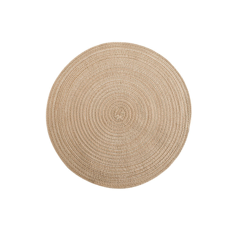8 Pcs Khaki Woven Round Placemat - Non-Slip, Heat-Resistant Dining Table Mat,  36cm