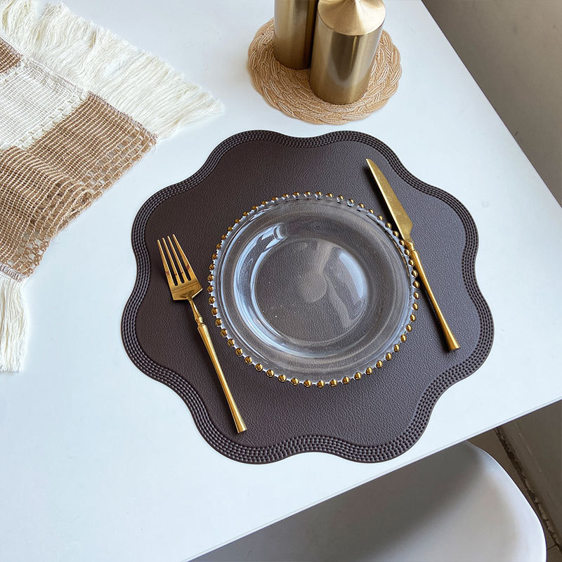 Coffee Nordic Style Faux Leather Placemats Set of 4 - Heat-Resistant Waterproof Table Mats 38x38cm(cutlery not included)