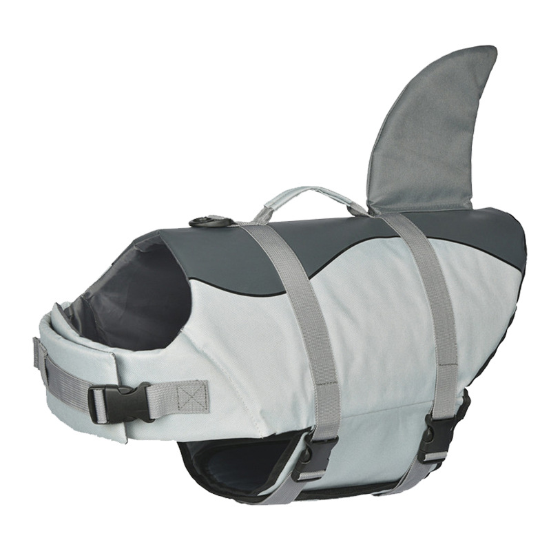 Size XS Grey Pet Life Jacket for Dogs - Summer Swimming Safety Vest with Shark Fin for Small to Large Breeds