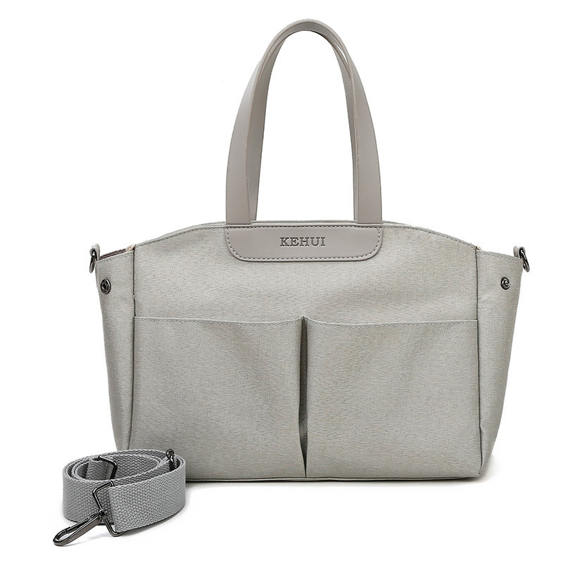 Size Small Grey Stylish Multi-Function Diaper Bag - Insulated Tote with Shoulder Strap for Baby Essentials