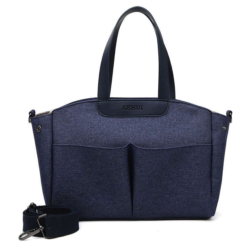 Size Small Dark Blue Stylish Multi-Function Diaper Bag - Insulated Tote with Shoulder Strap for Baby Essentials