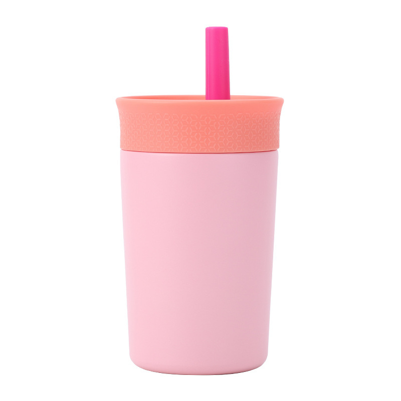 2 Pcs Pink 12oz Insulated Tumbler with Straw - 304 Stainless Steel, BPA-Free, Leak-Proof Coffee Mug for Hot and Cold Drinks