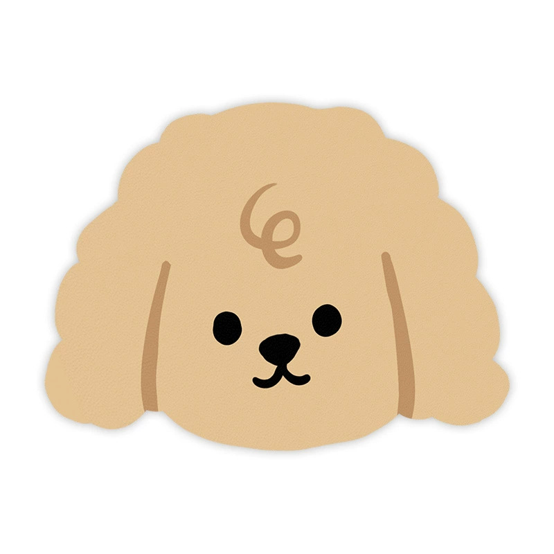 2 Pcs Style 4 Khaki Puppy pattern Cartoon Pet Feeding Mat for Cats & Dogs - Absorbent Diatom Mud Splash-Proof Mat, Easy to Clean