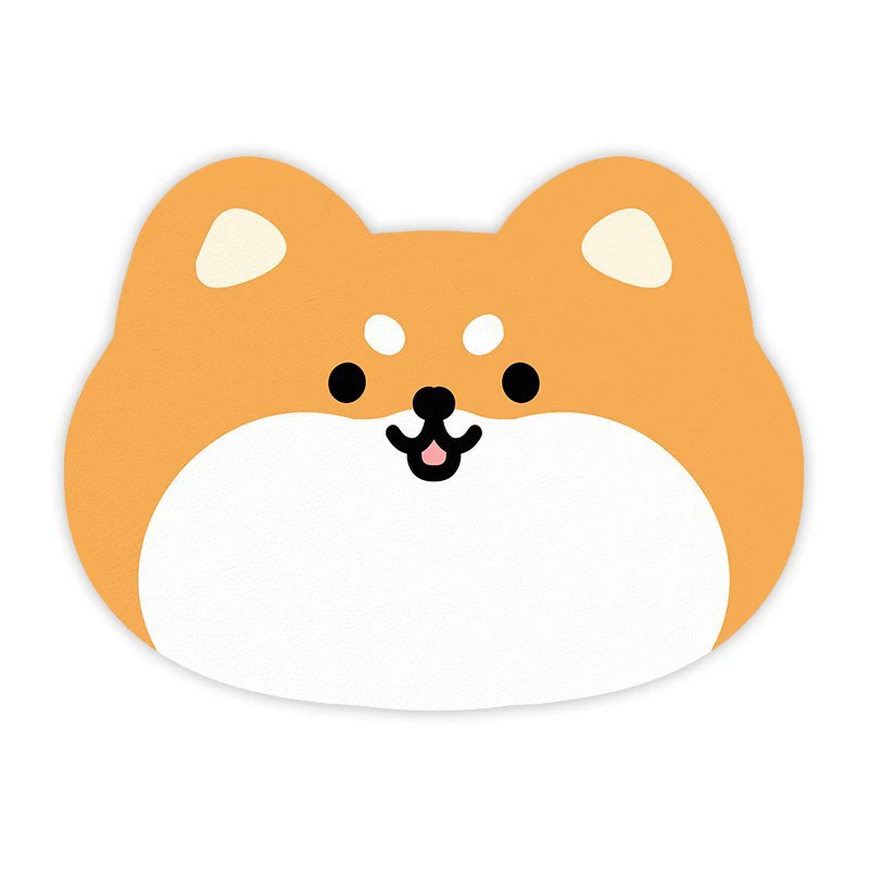 2 Pcs Style 9 Yellow Puppy pattern Cartoon Pet Feeding Mat for Cats & Dogs - Absorbent Diatom Mud Splash-Proof Mat, Easy to Clean