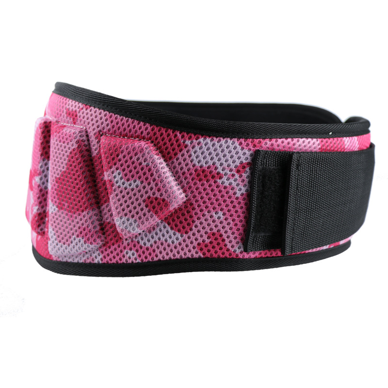 Size M Pink Camouflage Camo Weightlifting Belt - EVA Nylon Gym Belt for Squats, Deadlifts & Lumbar Support