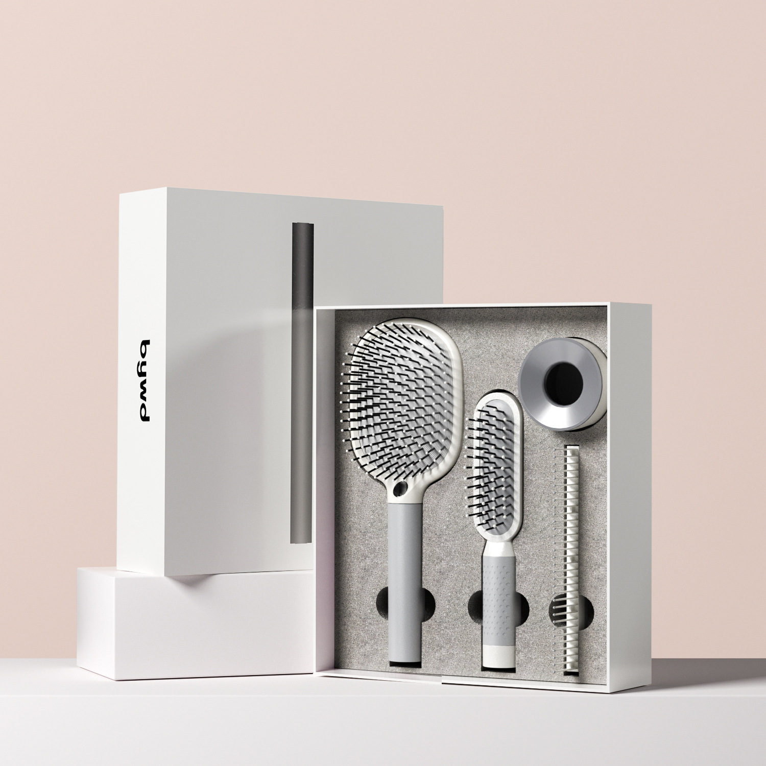 Dazzling White 4-Piece Set Women's Air Cushion Comb for Long Hair Anti-Static Detangling Massage Scalp Comb Portable Fluffy Styling Brush