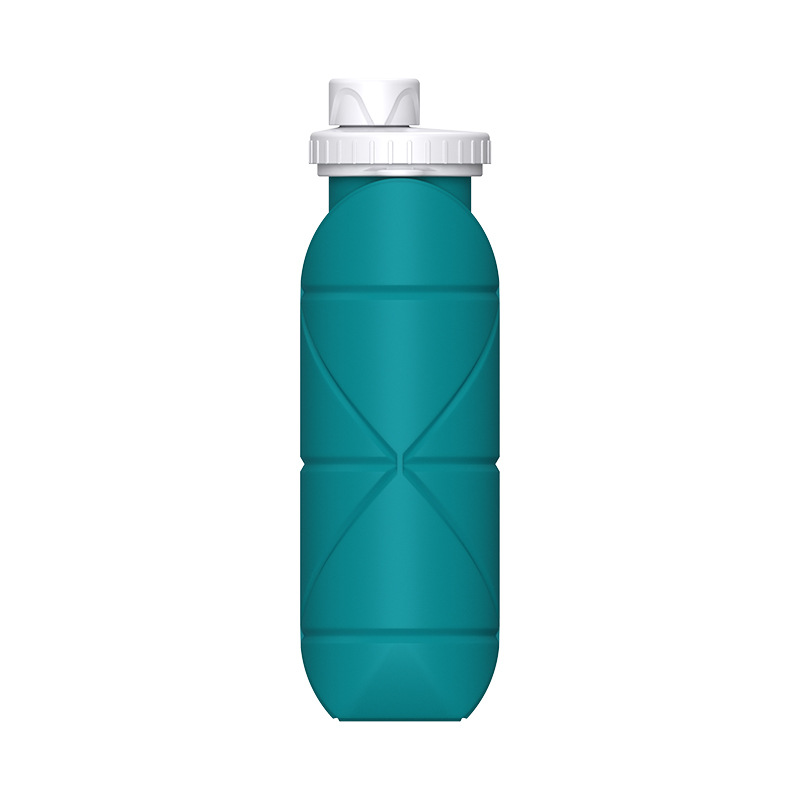 Blue-green Portable Silicone Collapsible Water Bottle - Foldable Sports Cup for Cycling and Outdoor Fitness