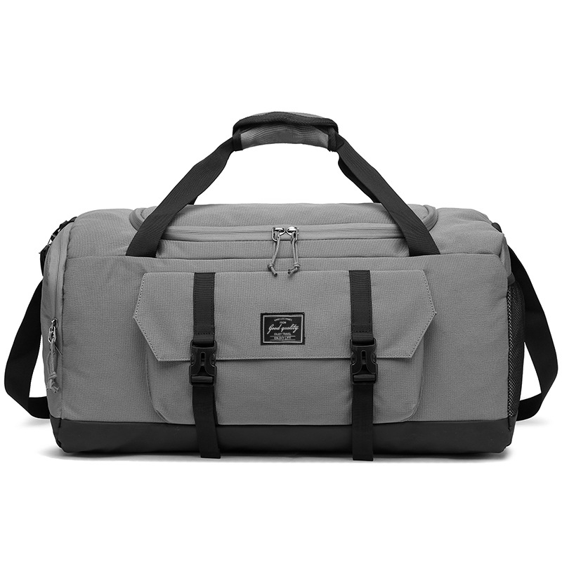 Grey Dry Wet Separation Gym Bag - Yoga Fitness Travel Duffel - Shoe Compartment