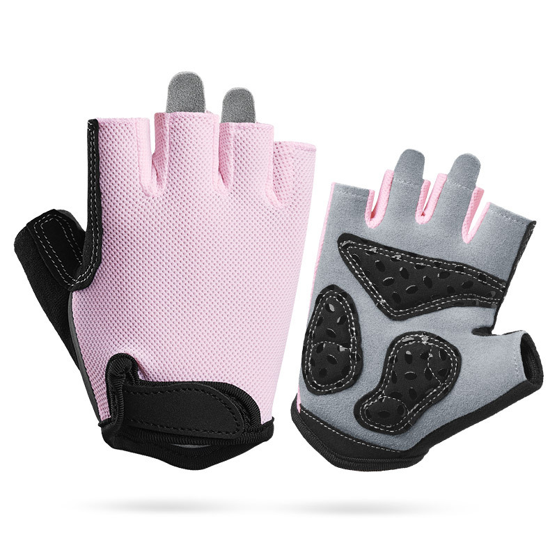 M Pink Children's Summer Cycling Gloves - Breathable Half-Finger Non-Slip Fitness Training Gloves for Weightlifting