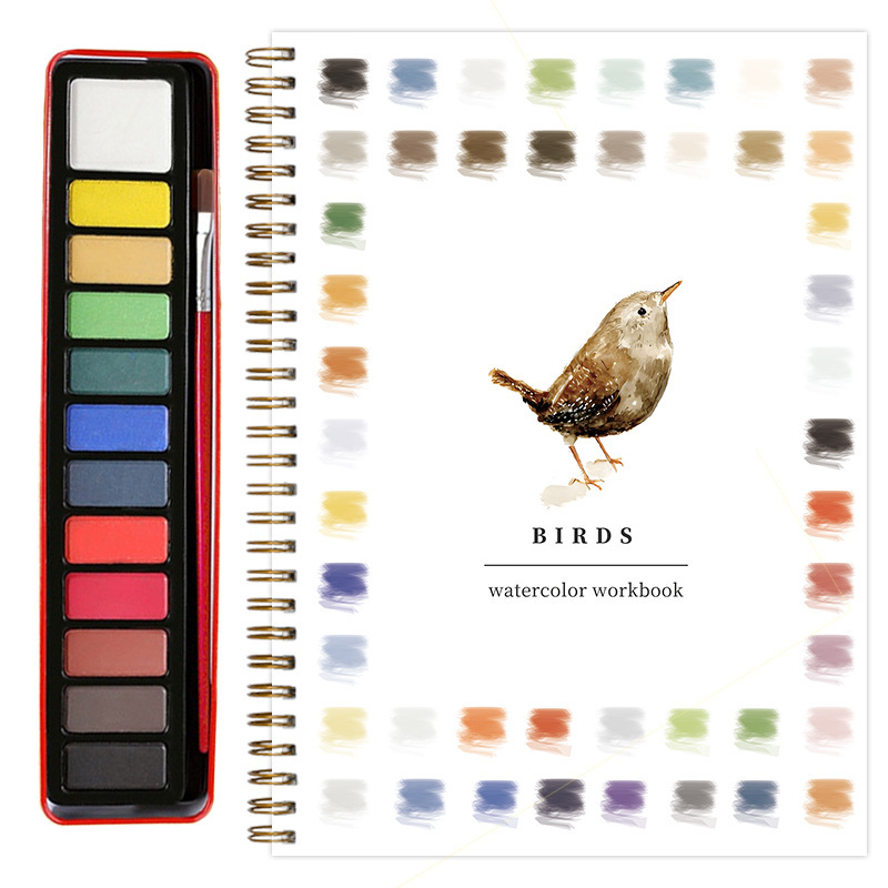 Bird 2-Pack Watercolor Painting Set - Premium Bird-Themed Coloring Books with Watercolor Paints (22.86×16.51cm) - Artist-Grade Workbook Kit