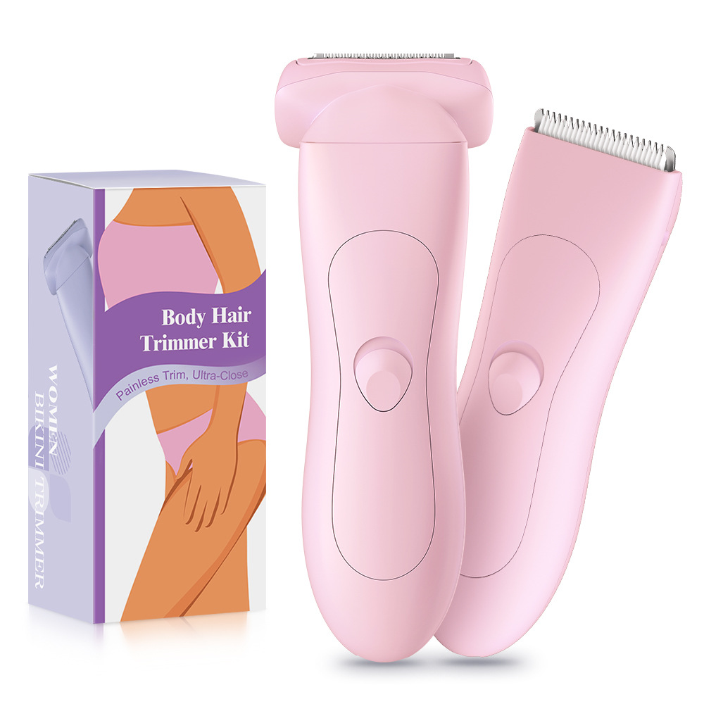 Pink 2-in Women's Electric Body & Bikini Trimmer Kit - Painless Ultra-Close Shaver