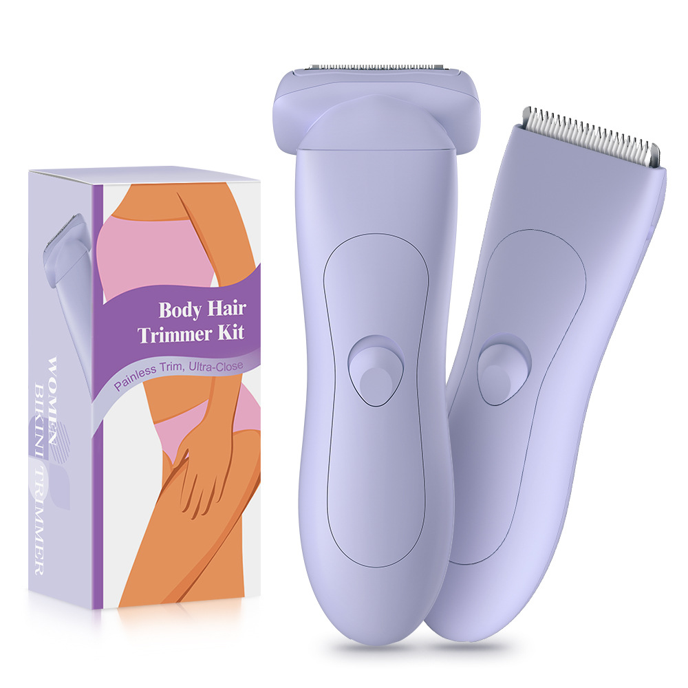 Purple 2-in Women's Electric Body & Bikini Trimmer Kit - Painless Ultra-Close Shaver
