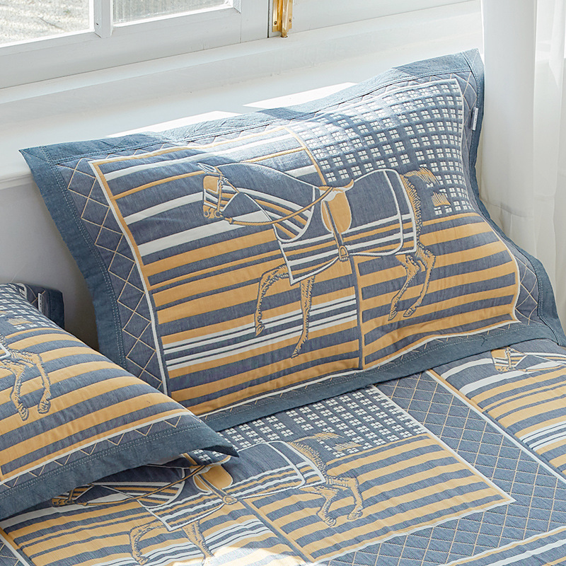 Horse Race Stallion Premium 6-Layer Cotton Gauze Pillowcase Pair - Ultra Soft & Breathable (56x80cm)