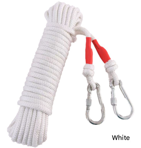 White Polyester (for home use) Without Wire Core Heavy Duty Adjustable Clothesline Set (2 Pack) - 15m Steel Wire Core Nylon Rope with Hooks for Outdoor & Camping
