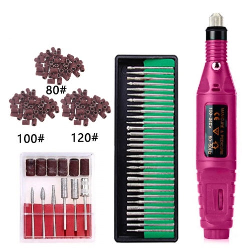 Regular Set With Long Grinding Pin + Sanding Ring Portable Electric Nail Drill Kit - USB Manicure Pedicure Polishing & Shaping Tool Set