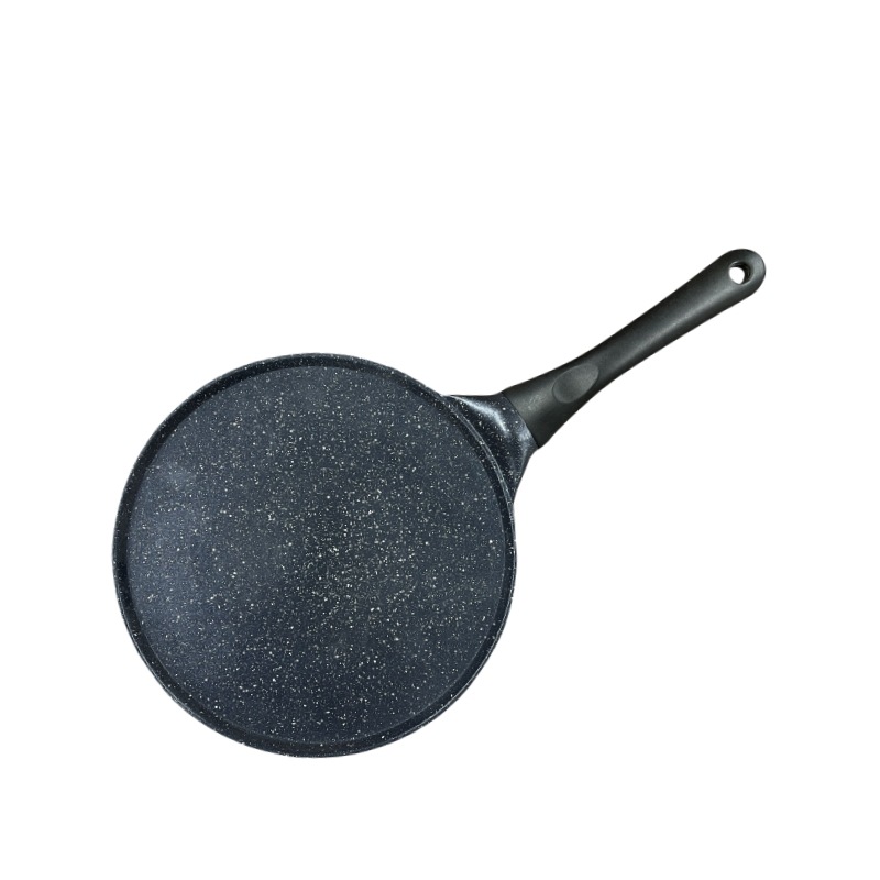 Large Black Flat + Black Handle (Gas Model) Non-Stick Pancake Pan - 7-Hole Fun Shapes Breakfast Griddle (27cm)