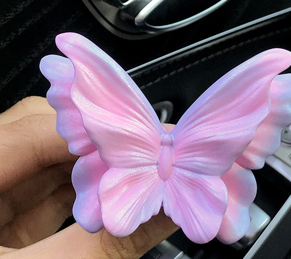 Translucent Pink Butterfly Set of 3 Butterfly Car Air Vent Clips - Decorative Scent Diffuser Ornaments