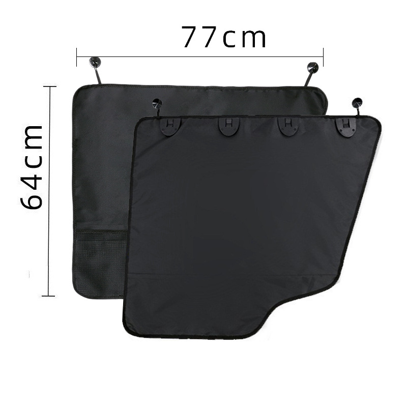 Pet Car Door Protector with Storage Pocket  - 77x64cm Black
