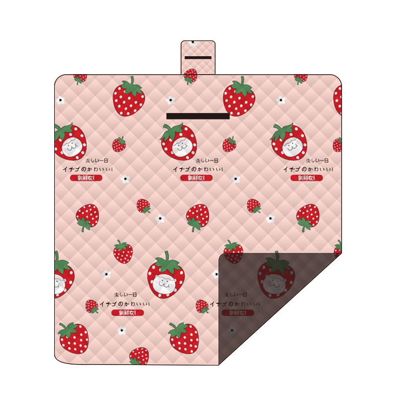 Waterproof Foldable Picnic Blanket with strawberry Print - 200x200cm