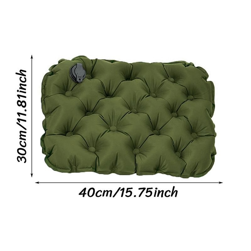 Inflatable Seat Cushion - Portable 40x30x5cm Camping Pad in Olive Green