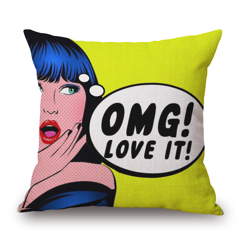 Pop Art Graphic Throw Pillow - Vintage Style Cushion for Home Decor(Yellow)