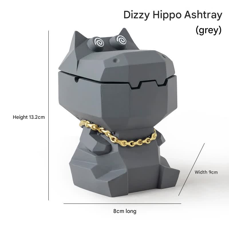 Hippo Ashtray with Lid - Stylish Geometric Decor for Home and Office(Gray)