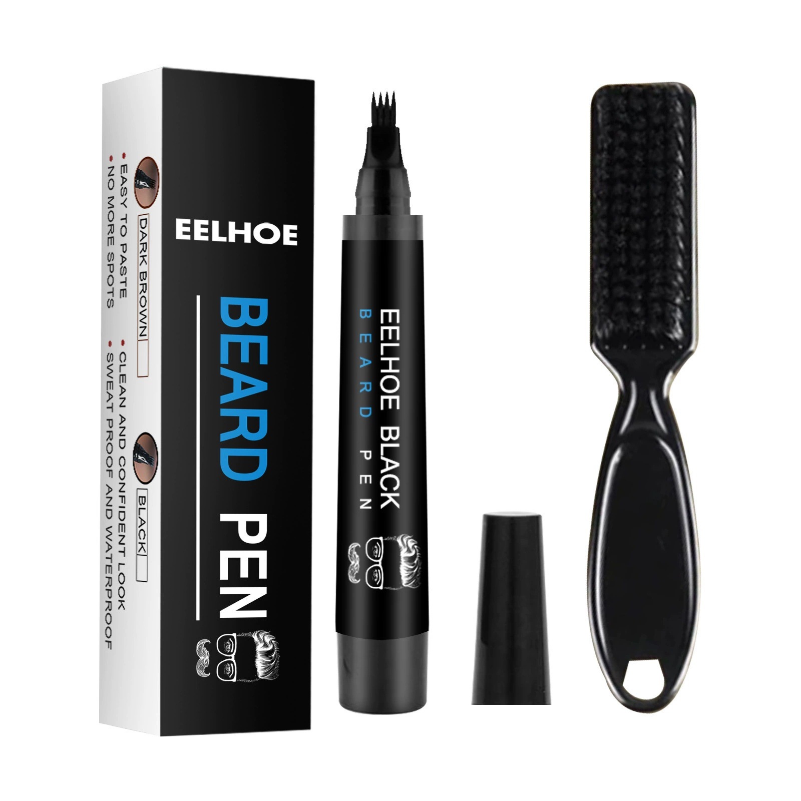 EELHOE Beard Pen Filler Kit - Waterproof & Sweatproof for a Natural Fuller Look