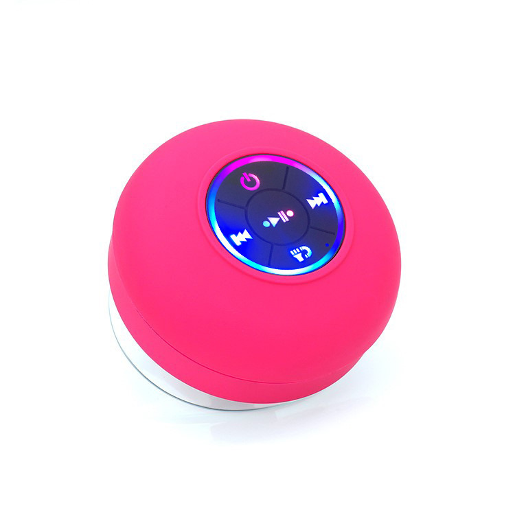 IPX4 Waterproof Bluetooth Shower Speaker with Suction Cup & LED Lights - Hands-Free Calling(red)