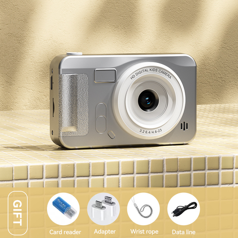 Student HD Digital Camera - 44MP, 8x Zoom, Autofocus, Dual Lens, Type-C Charging (Silver)