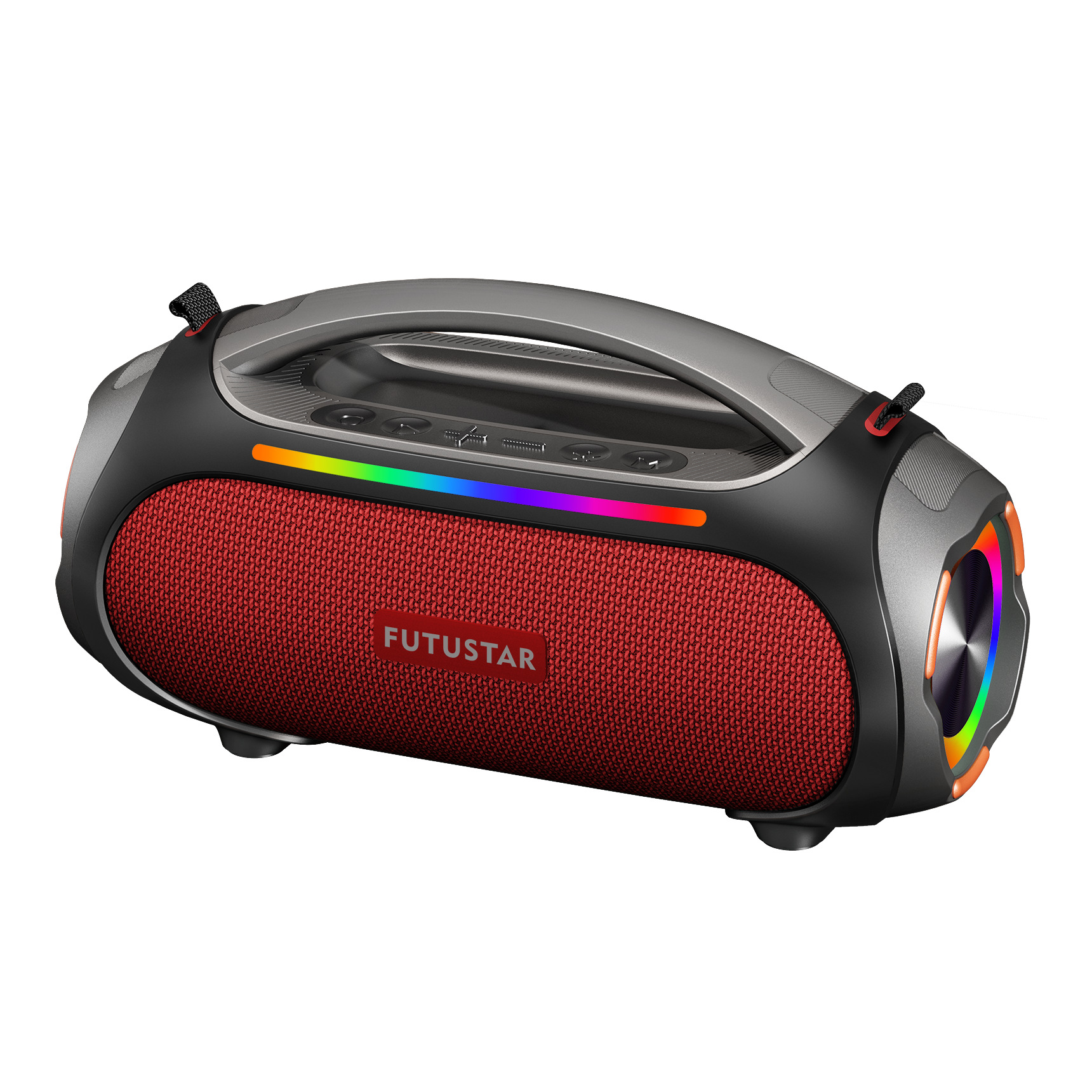 Portable Bluetooth 5.3 Speaker - 60W Powerful Sound, RGB Lights, Multiple Inputs(Red)
