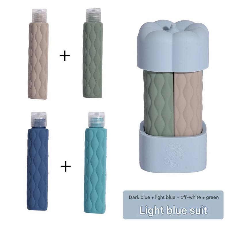 Light blue suit Silicone Travel Bottles Set (4 Pack, 60ml) - Leakproof Refillable & Squeezable
