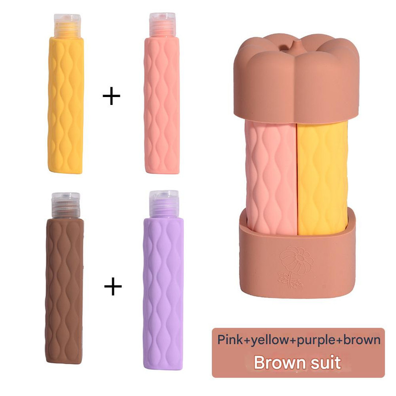 Brown suit Silicone Travel Bottles Set (4 Pack, 60ml) - Leakproof Refillable & Squeezable