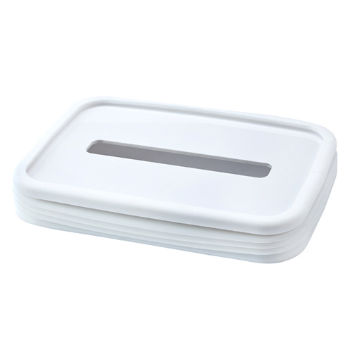2-pcs White Silicone Tissue Box Holder - Automatic Self-Lowering Dispenser