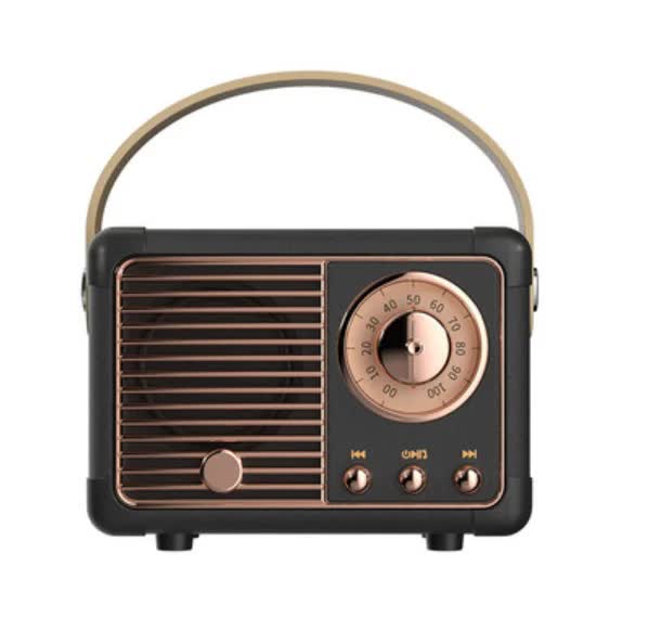 Black Retro Bluetooth Speaker - Portable Mini Wireless Speaker with Vintage Radio Design (Product size: 7x11x5cm)