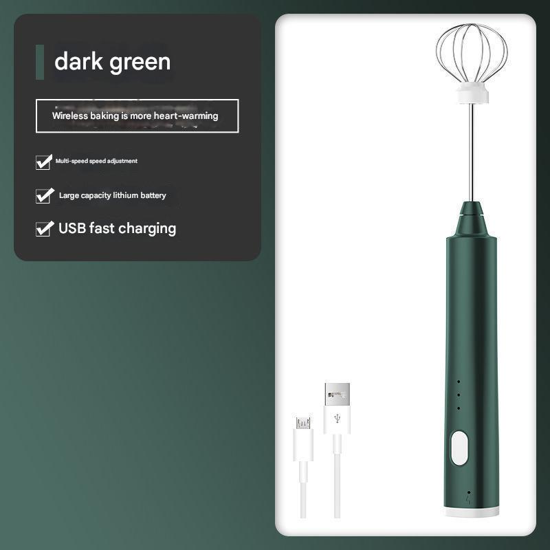 Green Cordless Egg Beater & Cream Whipper - USB Powered Hand Mixer(Balloon Head)