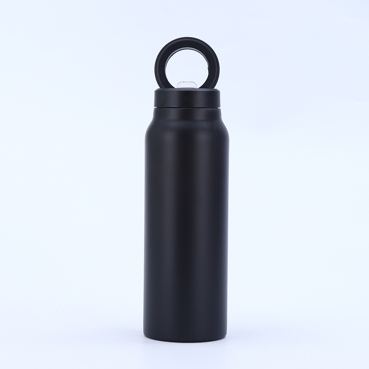 Stainless Steel Insulated Water Bottle with Integrated Magnetic Phone Stand - Black (24oz)