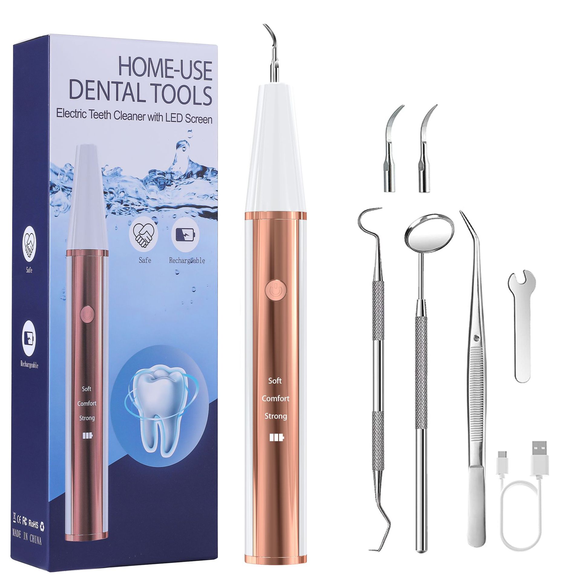 Ultrasonic Dental Scaler Kit - Home Use Teeth Cleaner & Tartar Remover