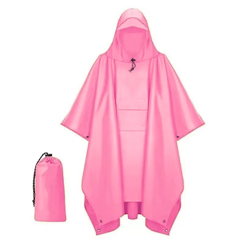 Pink Portable Outdoor Camping Poncho - Can be used as Raincoat, Tarp, Ground Cover