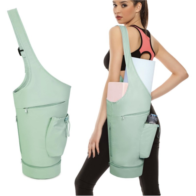 Green All-in-One Yoga Sling Bag - Fits Mat & Gear, Large Opening, Side Pockets
