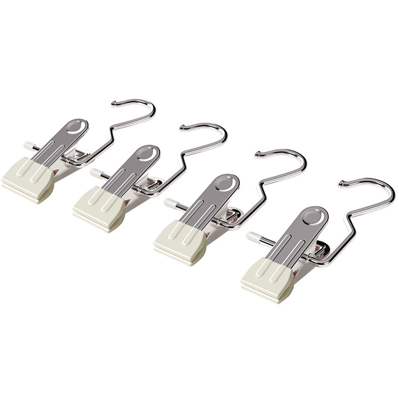 White Stainless Steel Hanging Clips (35 PCS) - Strong Grip for Pants, Hats, Socks, Laundry