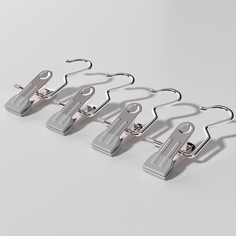 Gray Stainless Steel Hanging Clips (35 PCS) - Strong Grip for Pants, Hats, Socks, Laundry