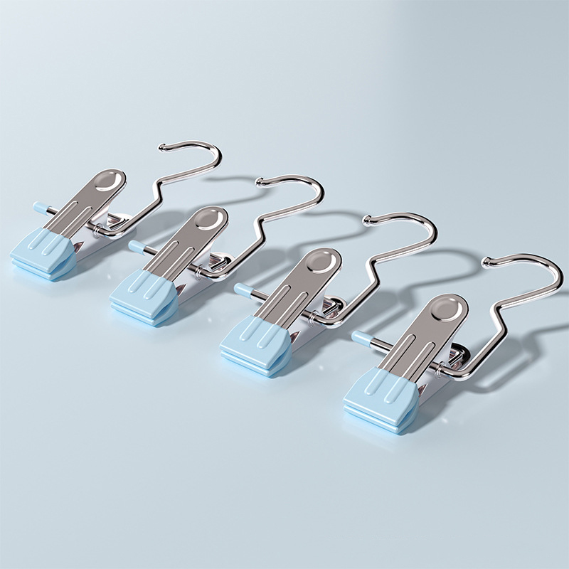 Blue Stainless Steel Hanging Clips (35 PCS) - Strong Grip for Pants, Hats, Socks, Laundry