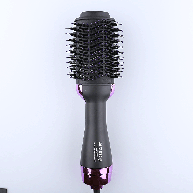 Purple 3-in-1 Hot Air Brush Hair Dryer & Styler - Volumizer, Straightener, Curler