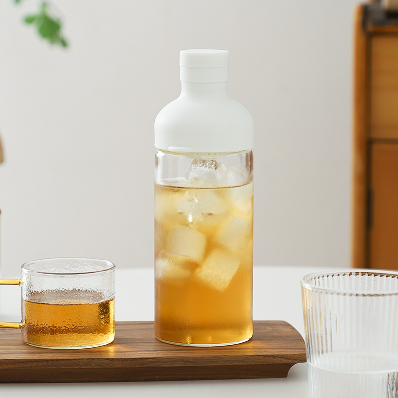 Style Cold Brew Bottle - 450ml Glass, Leak-Resistant Silicone Top White Silicone Lid